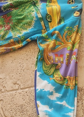 Renkli Baskılı Bohem unisex jean mont (oversize) - Görsel 7