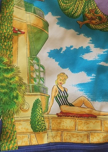 Renkli Baskılı Bohem unisex jean mont (oversize) - Görsel 11