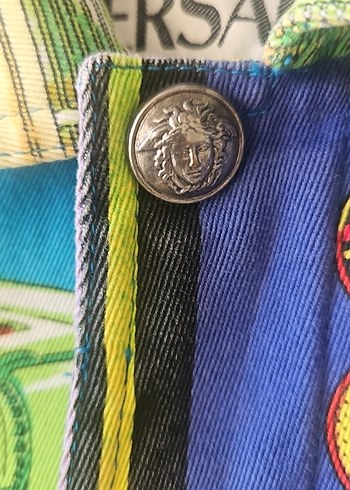 Renkli Baskılı Bohem unisex jean mont (oversize) - Görsel 5