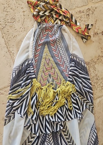 Bohem Çok Renkli Uzun Desenli Elbise - Görsel 10