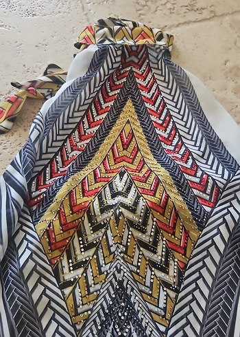 Bohem Çok Renkli Uzun Desenli Elbise - Görsel 7