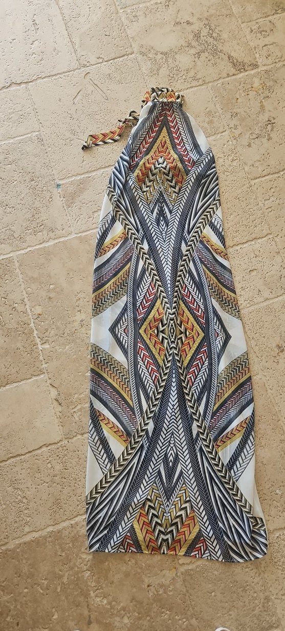 Bohem Çok Renkli Uzun Desenli Elbise - Görsel 5