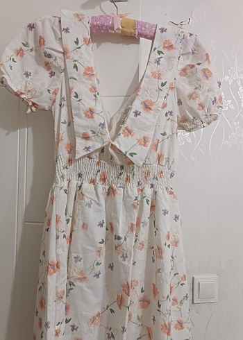 Uzun V Yaka Bohem Kadın Elbise - Görsel 3