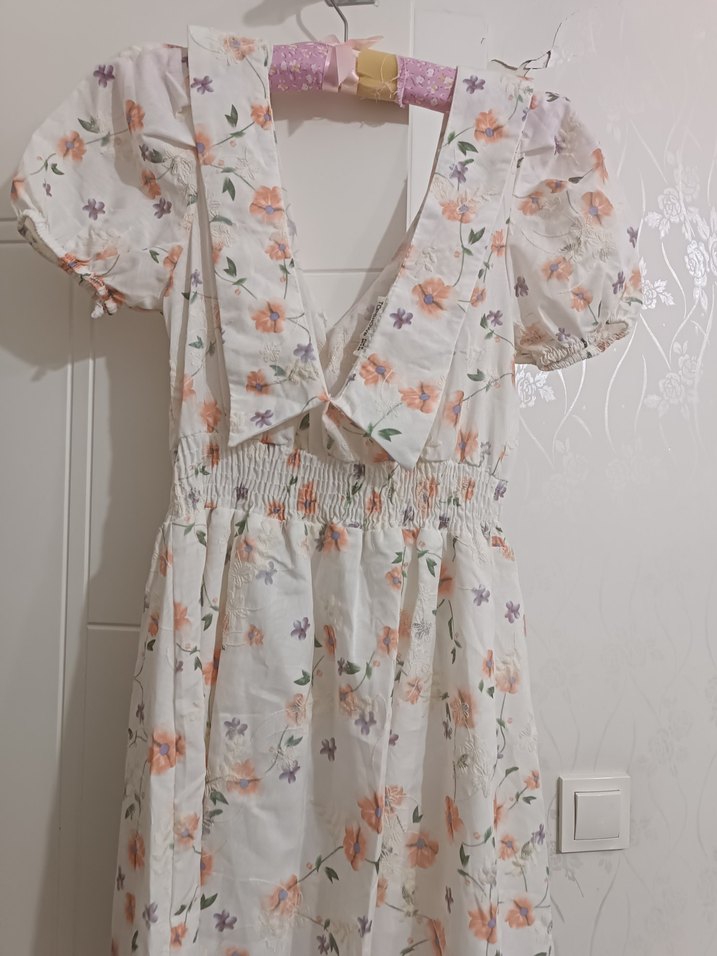 Uzun V Yaka Bohem Kadın Elbise - Görsel 3