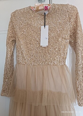 Payetli Gold elbise - Görsel 3