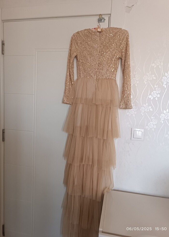 Payetli Gold elbise - Görsel 2