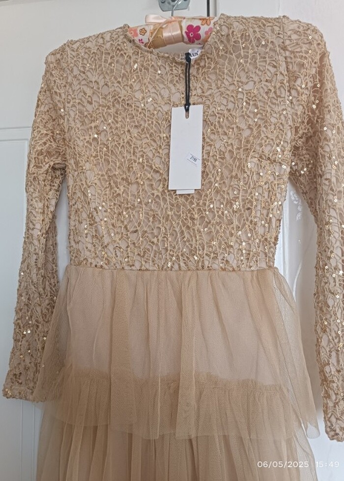 Payetli Gold elbise - Görsel 3