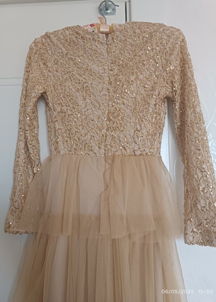 Payetli Gold elbise - Görsel 4