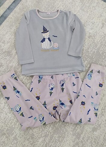 7 Yaş Beden gri Renk Kadife gece pijama takımı