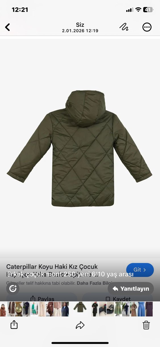 Koyu haki kapüşonlu erkek çocuk mont yeni - Görsel 2