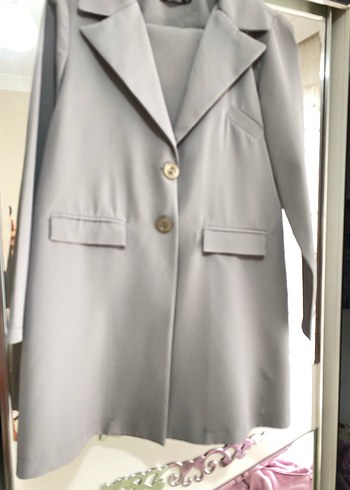 Kadın Gri Midi Blazer Takım 1 defa giyildi yeni - Görsel 3
