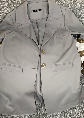 Kadın Gri Midi Blazer Takım 1 defa giyildi yeni - Görsel 6