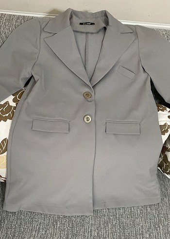 Kadın Gri Midi Blazer Takım 1 defa giyildi yeni - Görsel 5