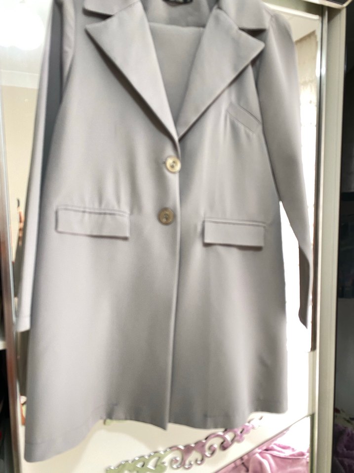 Kadın Gri Midi Blazer Takım 1 defa giyildi yeni - Görsel 3