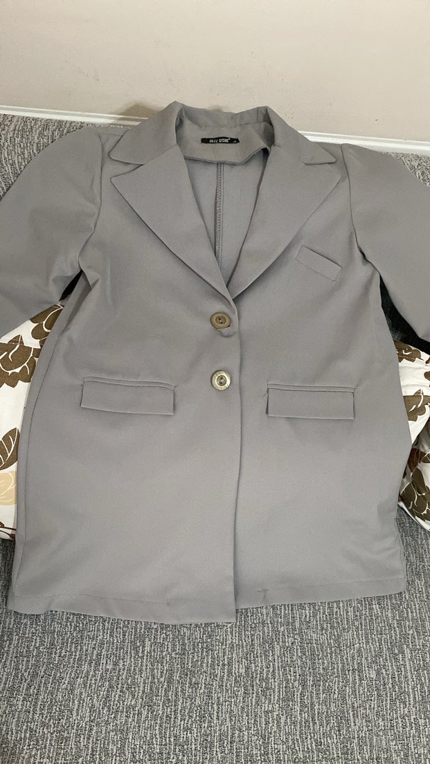 Kadın Gri Midi Blazer Takım 1 defa giyildi yeni - Görsel 5