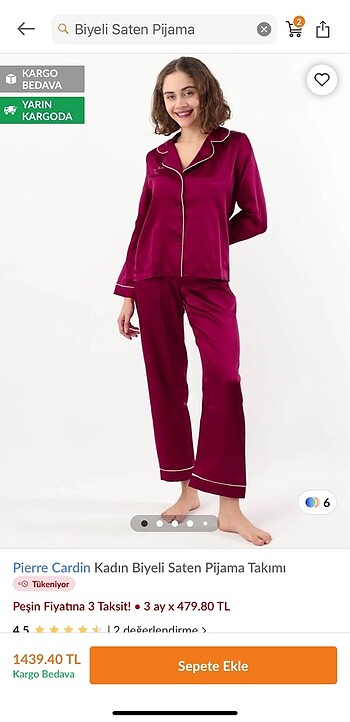 Biyeli saten pijama takımı