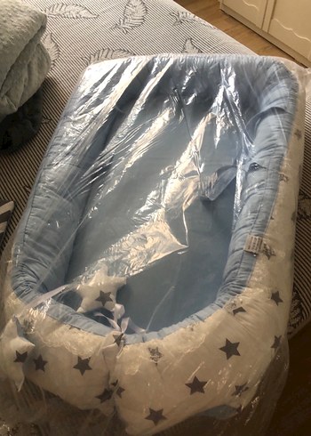 Babynest - Mavi ve Gri Desenli Bebek Uyku Seti - Görsel 11