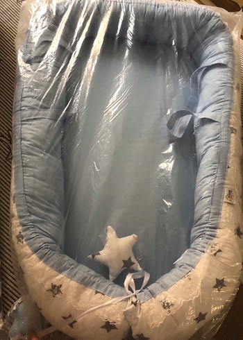 Babynest - Mavi ve Gri Desenli Bebek Uyku Seti - Görsel 7