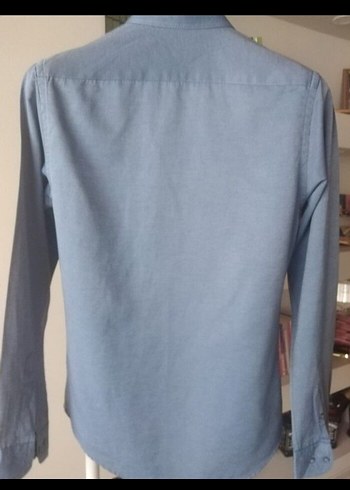 m Beden Mavi Denim Erkek Gömlek Uzun Kollu Regular Fit