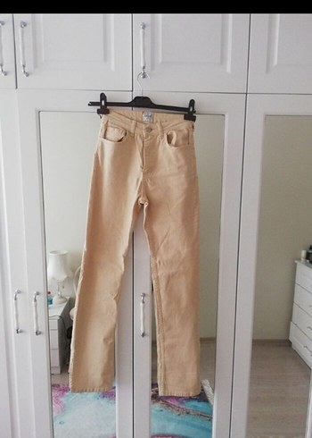 27 Beden ten rengi Renk Bej Midi Kadın Regular Fit Jean