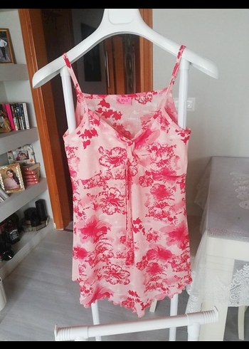 Pembe Dantel Detaylı Bohem Mini Askılı Üst - Görsel 7