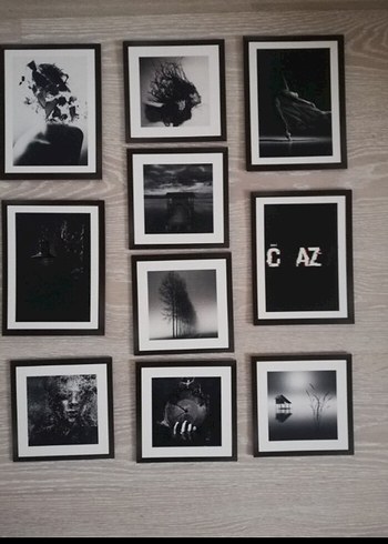 Beden siyah Renk Siyah Çerçeveli Siyah Beyaz Fotoğraf Seti