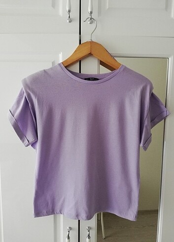 Dilvin Lila rengi vatkalı tişört 