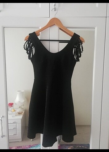 Diğer Simli siyah esnek kısa elbise 