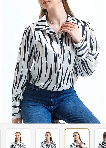 Zebra desenli yeni etiketli balon kol gömlek çizgiler lacivertti