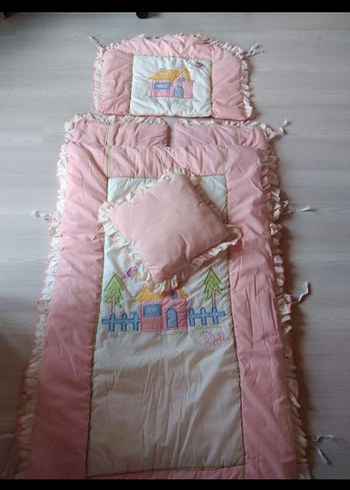Nakışlı Pembe Pastel Bebek Uyku Seti 5 parça - Görsel 2