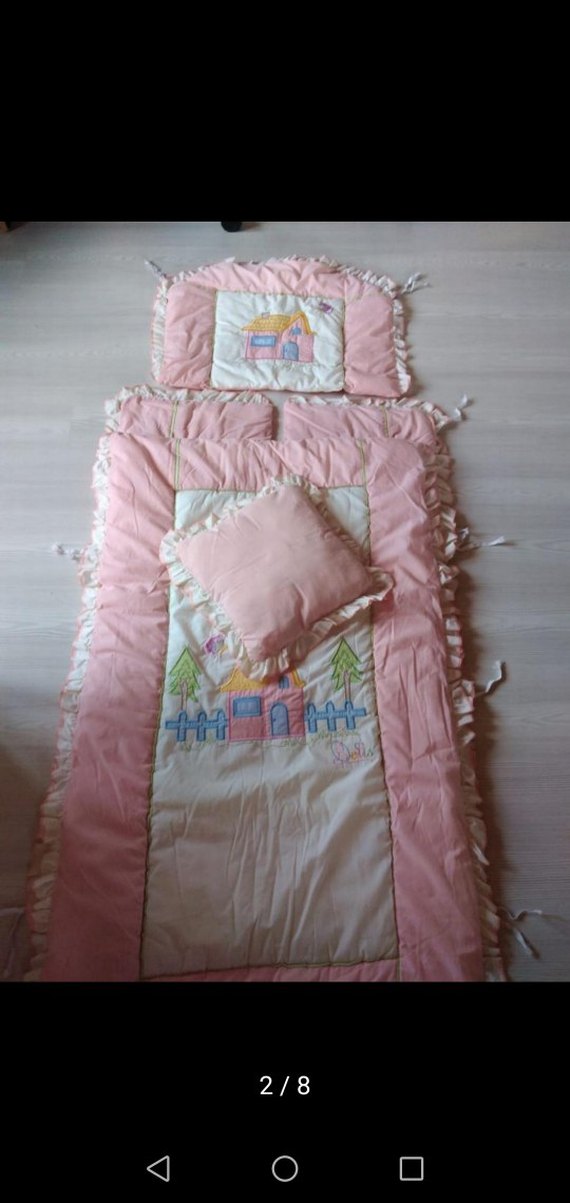 Nakışlı Pembe Pastel Bebek Uyku Seti 5 parça - Görsel 2