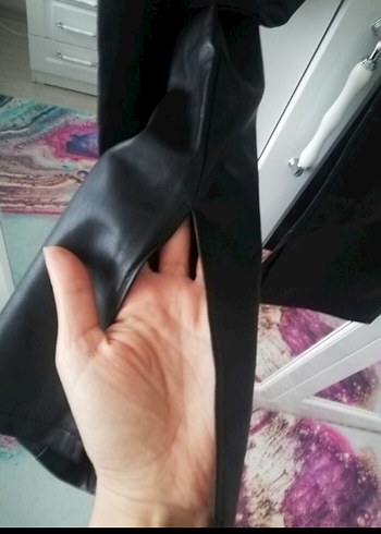 Deri Siyah Kadın Regular Fit Pantolon - Görsel 6