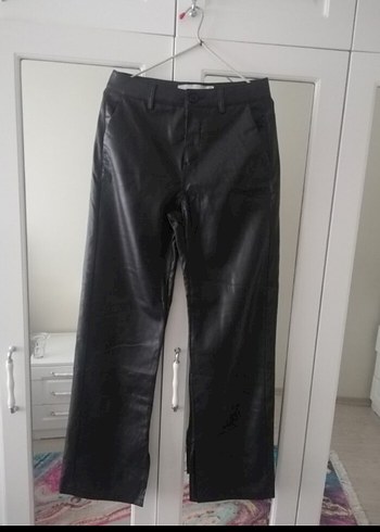 Deri Siyah Kadın Regular Fit Pantolon - Görsel 4