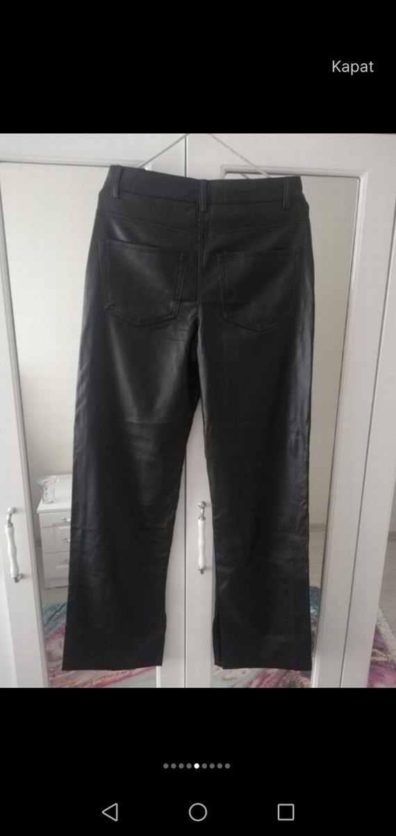 Deri Siyah Kadın Regular Fit Pantolon - Görsel 5