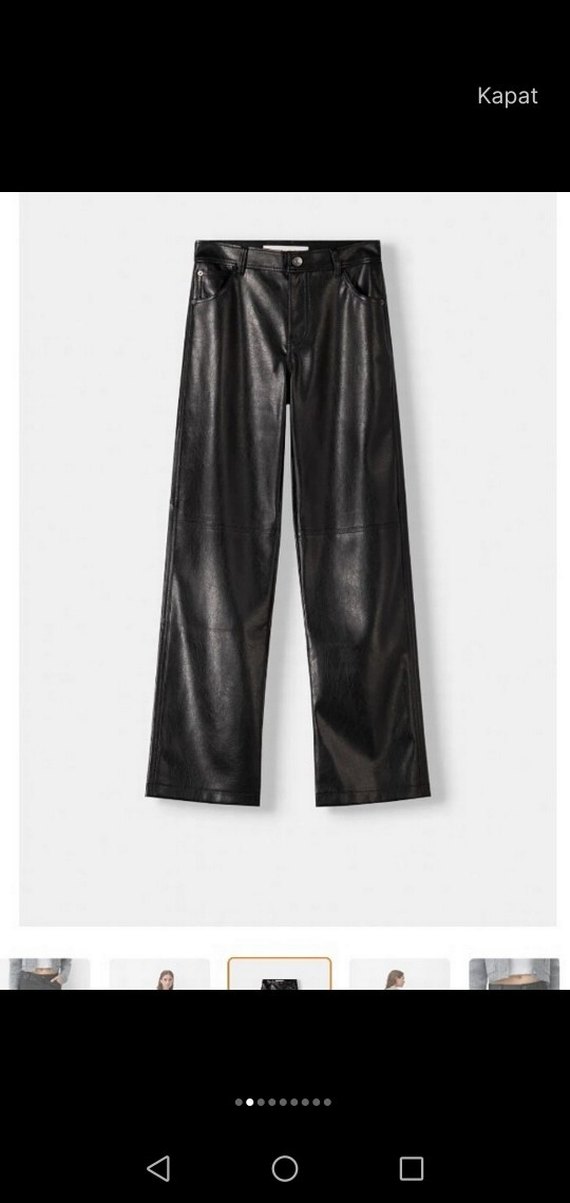 Deri Siyah Kadın Regular Fit Pantolon - Görsel 2