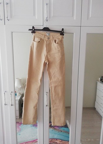 Bej Midi Boy Regular Fit Kadın Kot Pantolon - Görsel 4