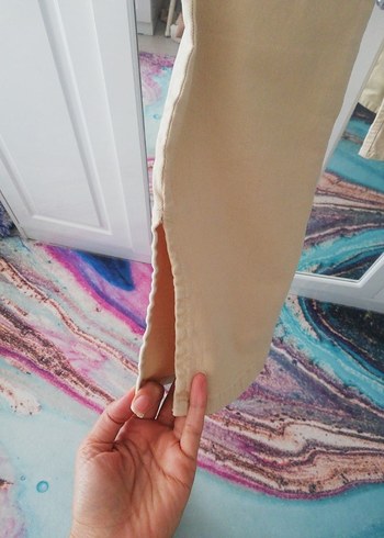 Bej Midi Boy Regular Fit Kadın Kot Pantolon - Görsel 7