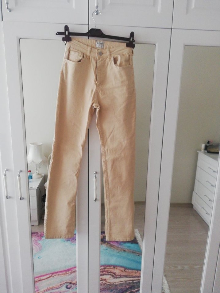 Bej Midi Boy Regular Fit Kadın Kot Pantolon - Görsel 3