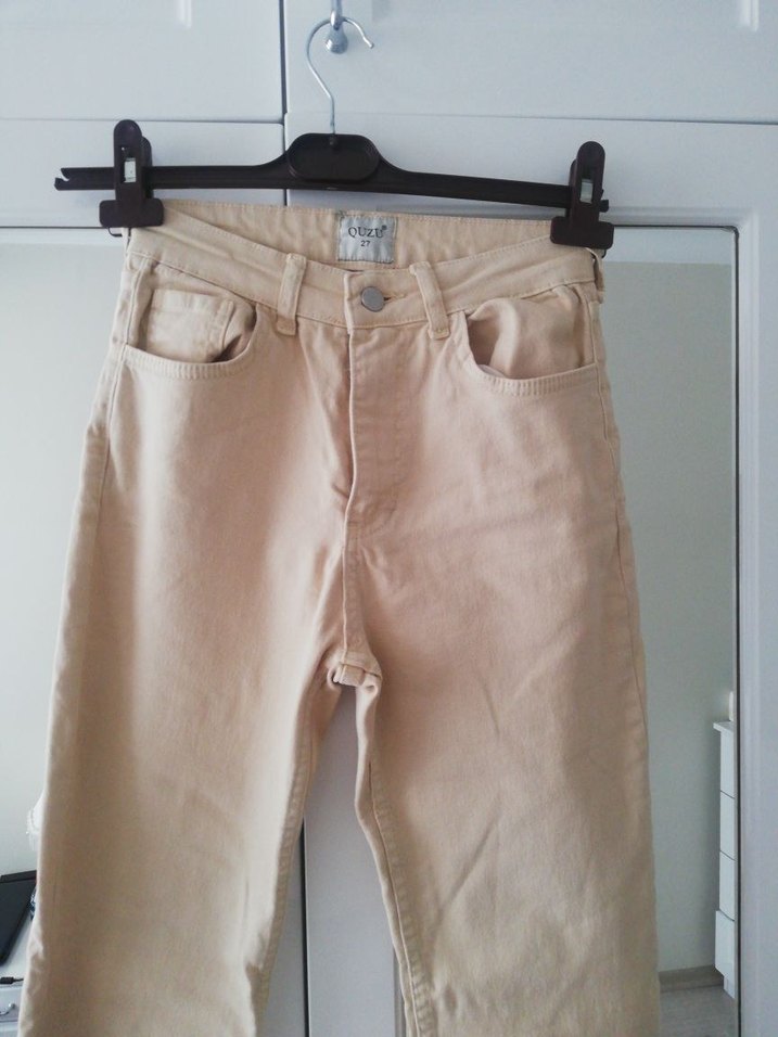 Bej Midi Boy Regular Fit Kadın Kot Pantolon - Görsel 5