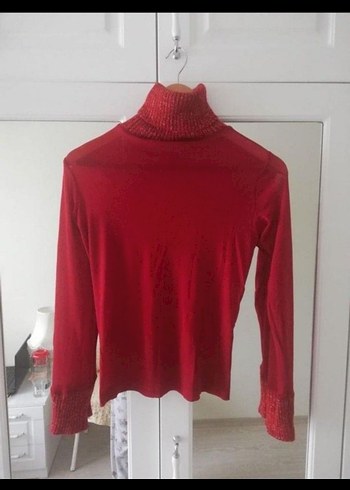 Kırmızı Bohem Balıkçı Yaka Triko Kazak s+m uyumludur - Görsel 7