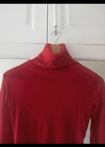 Kırmızı Bohem Balıkçı Yaka Triko Kazak s+m uyumludur - Görsel 2