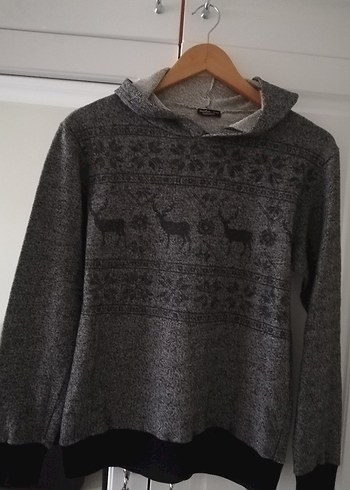 Gri Desenli Kadın  sweat - Görsel 8