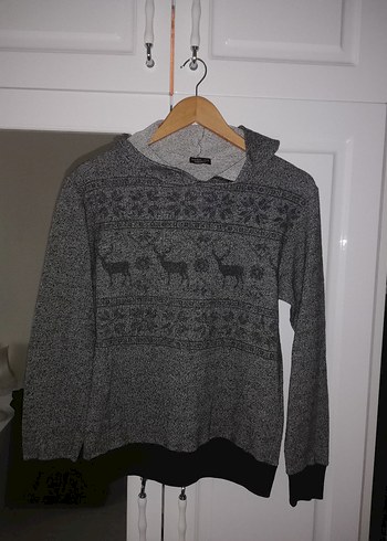 Gri Desenli Kadın  sweat - Görsel 2