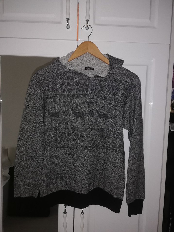 Gri Desenli Kadın  sweat - Görsel 2