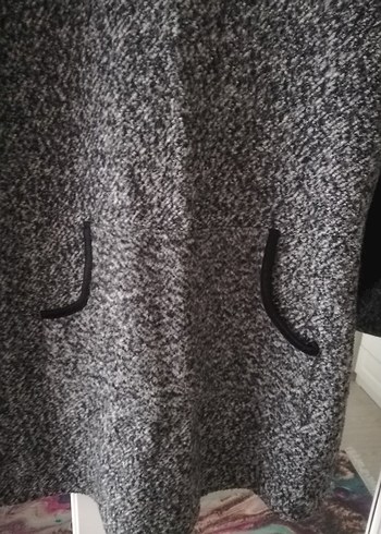 Gri Yün Yüksek Yakalı Kadın Triko Kazak - Görsel 2