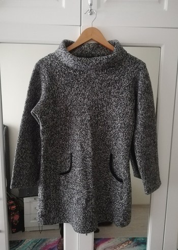 Gri Yün Yüksek Yakalı Kadın Triko Kazak - Görsel 5