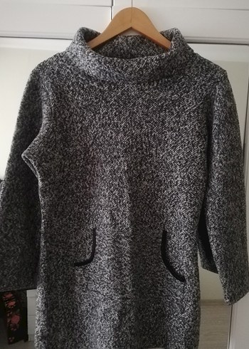 Gri Yün Yüksek Yakalı Kadın Triko Kazak - Görsel 6