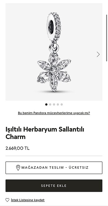 Pandora Işıltılı Herbaryum Sallantılı Charm