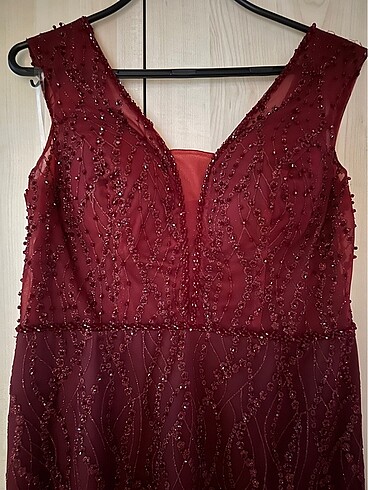 Bordo Taşlı Abiye - Görsel 2