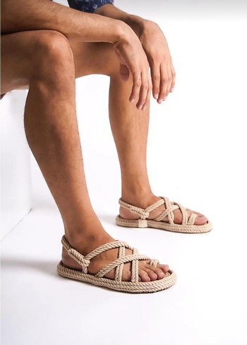 Bej Bohem Tarz Unisex Sandalet - Görsel 3